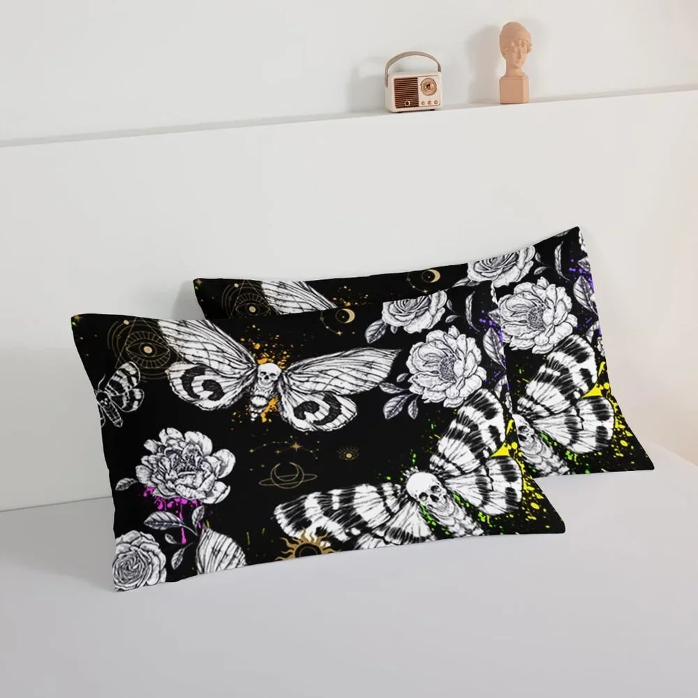 Death Moth Skull Heads Twin Comforter Set